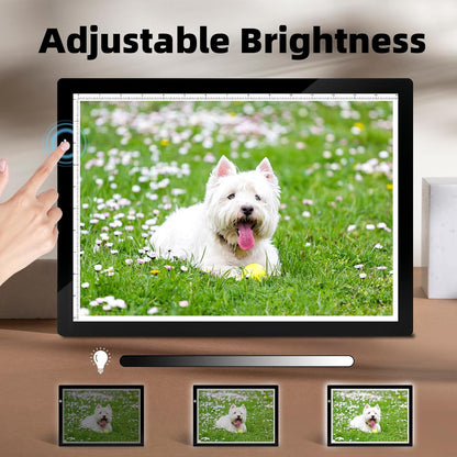 Black A4 Dimmable LED Artcraft Light Box Tracer Slim Light Pad Portable Tablet, USB Power Cable Copy Drawing Board Tracing Table for Artists Designing, Animation, Sketching, Stenciling X-ray Viewing