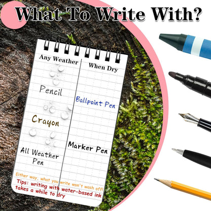 COIDEA Waterproof Notebook, 4 Pack Top-Spiral Pocket Notepad, 3" x 5" Weatherproof NotePad, All Weather Police Pocket Notebook Little Memo Steno Note Pads for Outdoor Office School Recording, Black