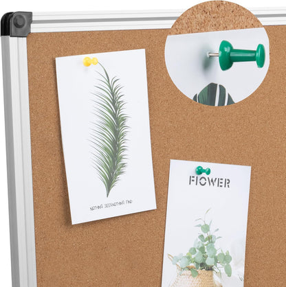 Bulletin Board 36 x 48, Silver Aluminium Framed 4x3 Large Wall Mounted Cork Office Notice Pin Board
