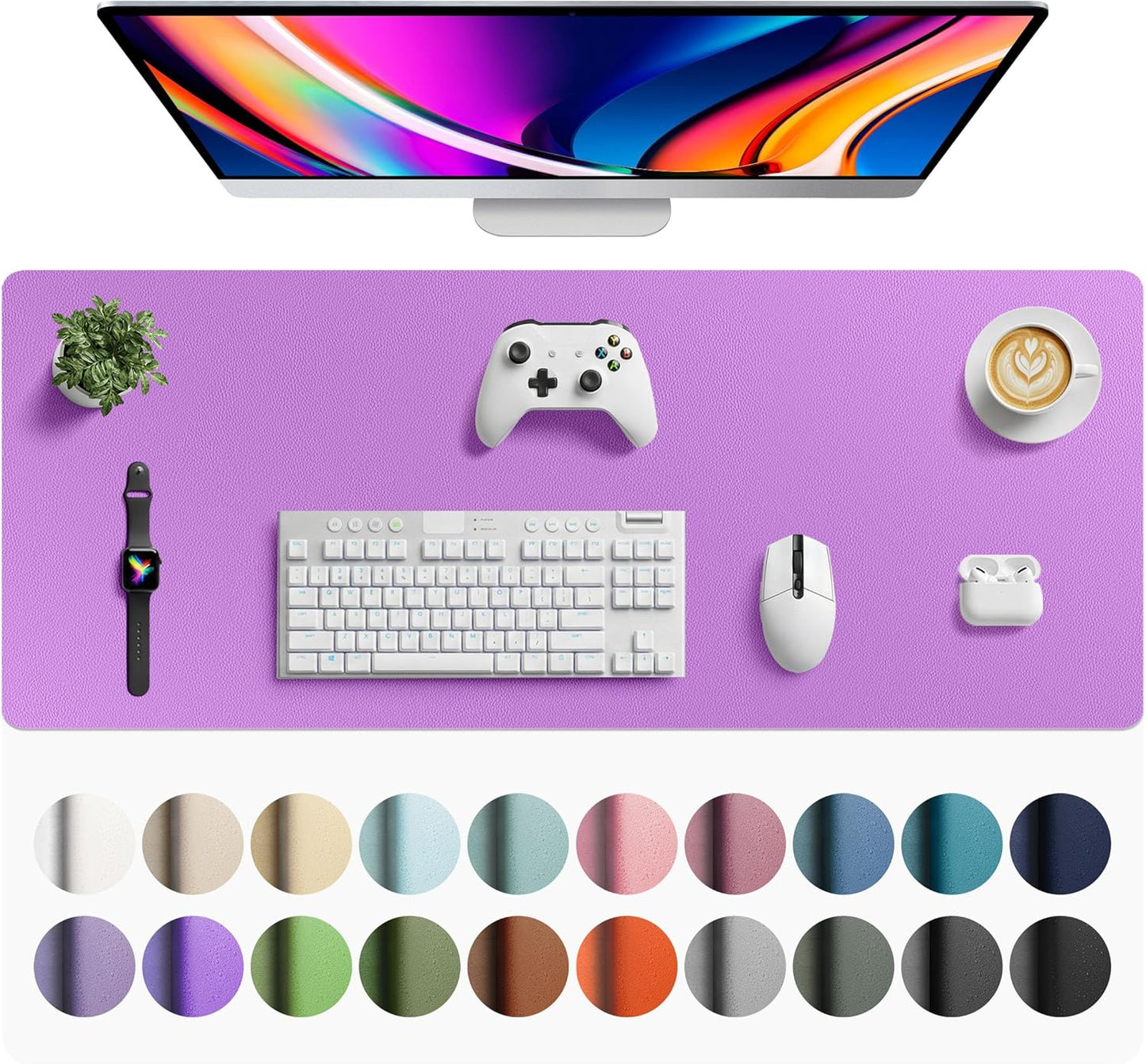 Aothia Leather Office Desk Pad Protector, Non-Slip PU Leather Desk Blotter, Waterproof Laptop Writing Mouse Pad for Office and Home, Black, 31.5" x 15.7" - Colors B