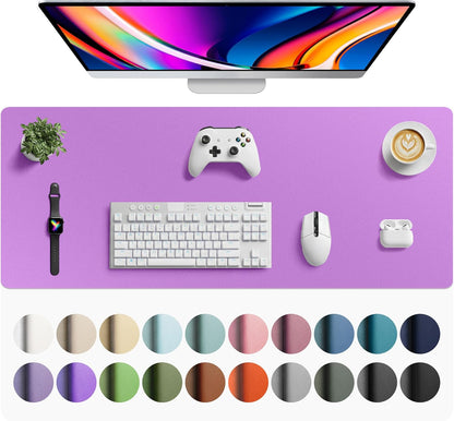 Aothia Leather Desk Pad Protector, Mouse Pad, Office Desk Mat, Non-Slip PU Leather Desk Blotter, Laptop Desk Pad, Waterproof Desk Writing Pad for Office and Home(Dark Blue,31.5" x 15.7") - Colors B