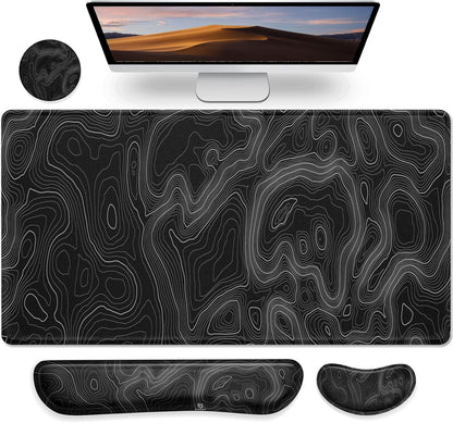 Gimars Upgrade Enlarge Silky and Superfine Fabric Gel Memory Foam Keyboard Wrist Rest Set, Ergonomic Keyboard Mouse Wrist Support for Typing Pain Relief, Comfort for Office, Gaming, Computer, Black