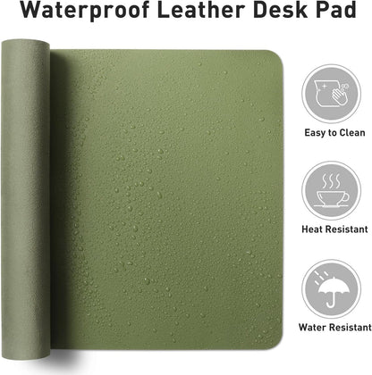 Aothia Leather Desk Pad Protector, Mouse Pad, Office Desk Mat, Non-Slip PU Leather Desk Blotter, Laptop Desk Pad, Waterproof Desk Writing Pad for Office and Home (Brown,23.6" x 13.7") - Colors B