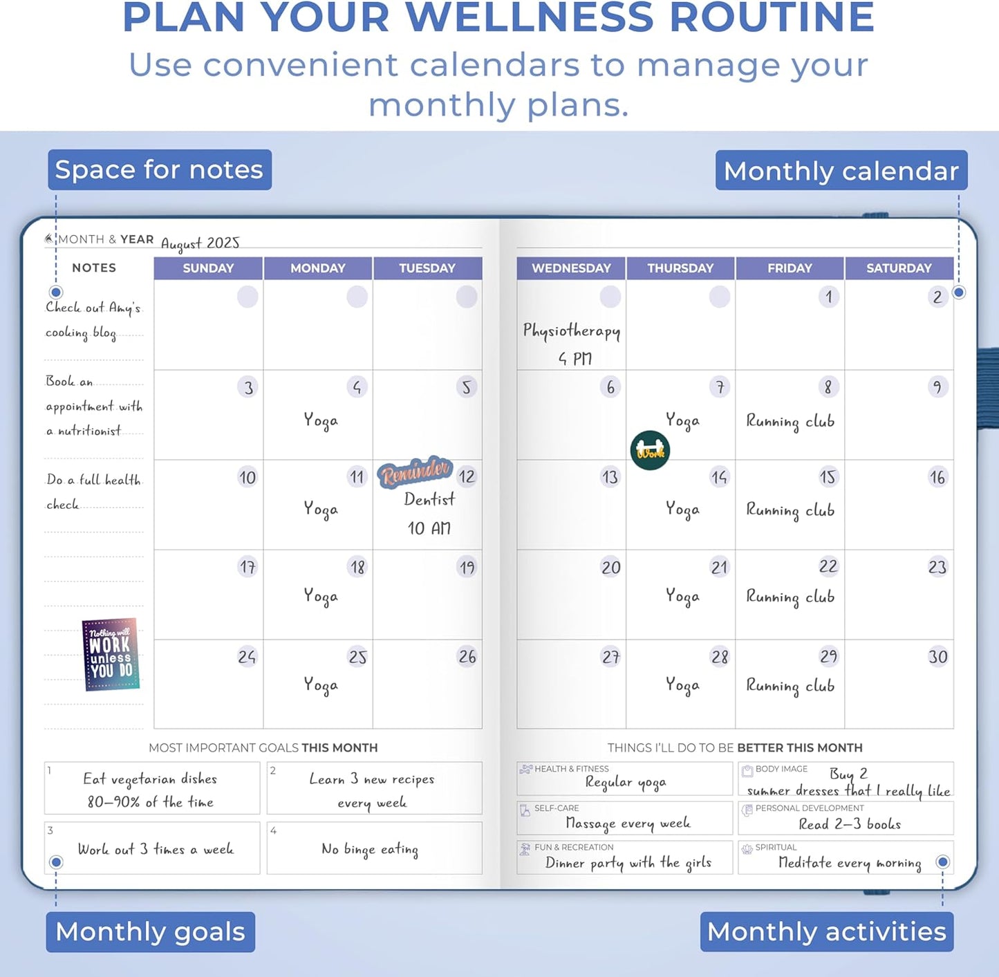 Clever Fox Fitness & Food Journal – Nutrition & Workout Planner for Women & Men – Diet & Gym Exercise Log Book with Calendars, Diet & Training Trackers - Undated, A5 Size, Hardcover (Forest Green)
