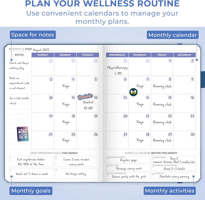 Clever Fox Fitness & Food Journal – Nutrition & Workout Planner for Women & Men – Diet & Gym Exercise Log Book with Calendars, Diet & Training Trackers - Undated, A5 Size, Hardcover (Forest Green)