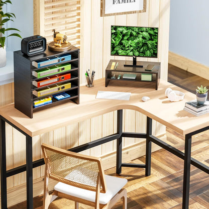 Simple Trending Wood Monitor Stand Riser with Drawer and Pen Holder, Desk Organizer for Home Office, Black
