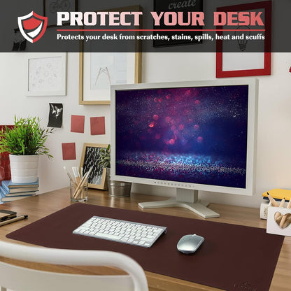 K KNODEL Non-Slip Desk Mat, Desk Pad, Desk Blotter, Desktop Mat for Desk, Large Desk Protector, Office Computer and Laptop Mat for Desk (31.5"x15.7", Brown)