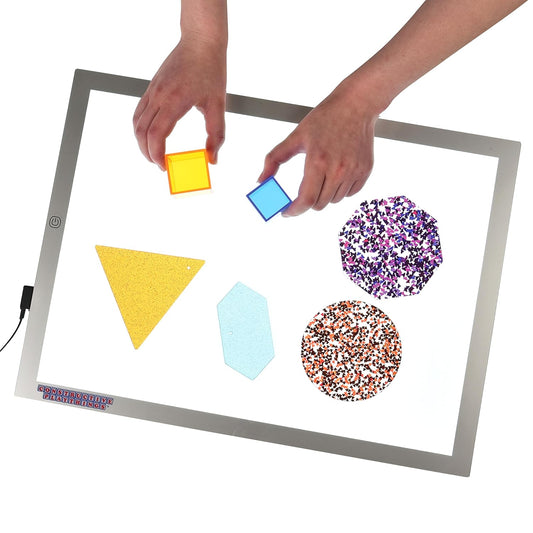 Constructive Playthings Ultra Bright LED Light Panel, Interactive LED Light for Art Supplies, Sensory Classroom Tools, Set of 1, Gray