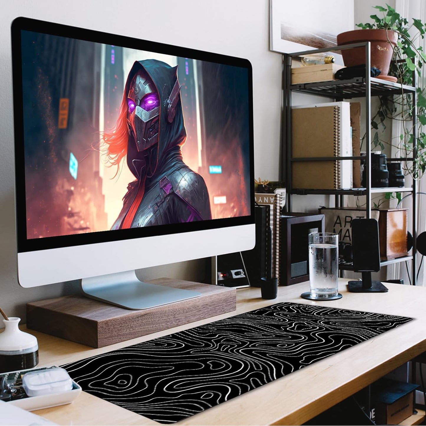 31.5" x 15.7" Waterproof Fabric Desk Pad, Rubber Anti-Slip Base, Stitched Edges No Curling, Fits Laptop Keyboard and Mouse, Smooth Office Mat Large Mouse Pad for Work Game, Black