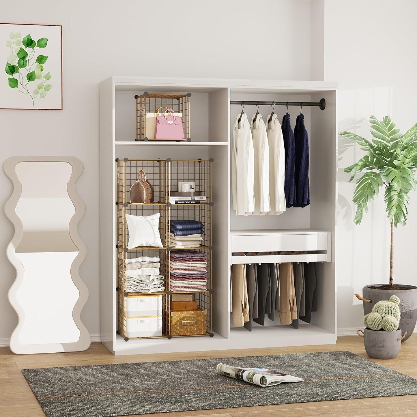 C&AHOME Wire Cube Storage, 6 - Cube Organizer Metal C Grids, Modular Shelves Units, Storage Bins Shelving, Closet Organizer, Ideal for Home, Office, Living Room, 36.6”L x 12.4”W x 36.6”H Black