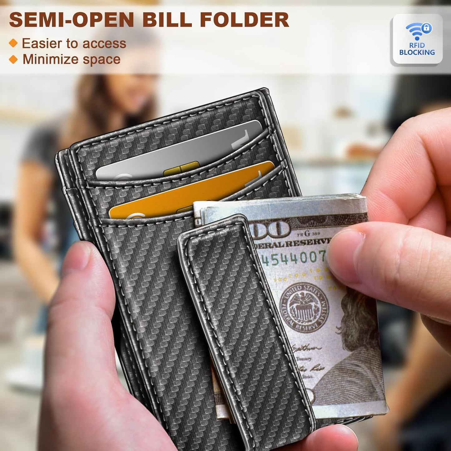 BULLIANT Men Airtag Wallet,Slim Wallet Money Clip Card Holder Magnetic Closure 12 Cards in Front Pocket RFID Blocking