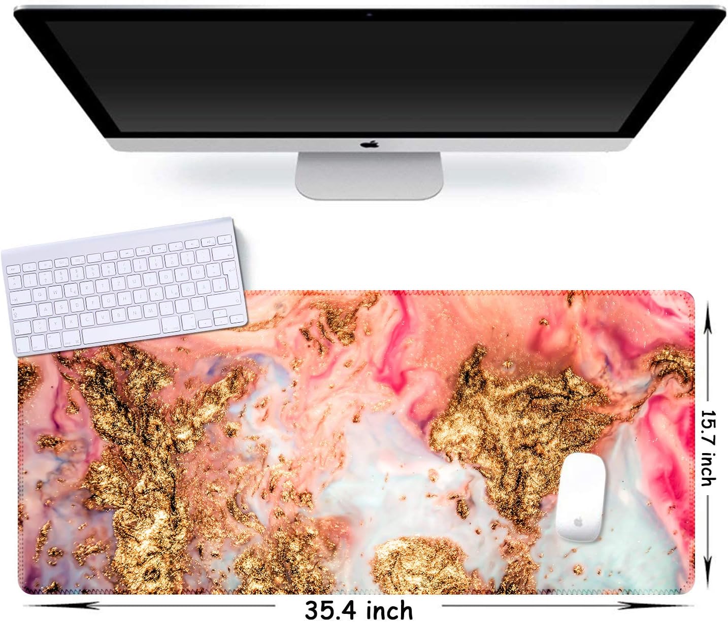 iCasso Desk Cover Mat, Office Mouse Pad, Desk Protector Mat, Extra Large Matt for Desktop,Anti-Slip XXL Big Mousepad with Stitched Edges for Computer Keyboard Retro Black - Colors B