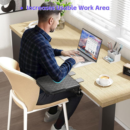 Arm Rest for Desk, 90°Foldable Computer Wrist Rest Shelf with Sponge Padding, Clamp on Arm Support, Ergonomic Sturdy Desk Extender for Office & Home, Durable & Easy to Install (All Black)
