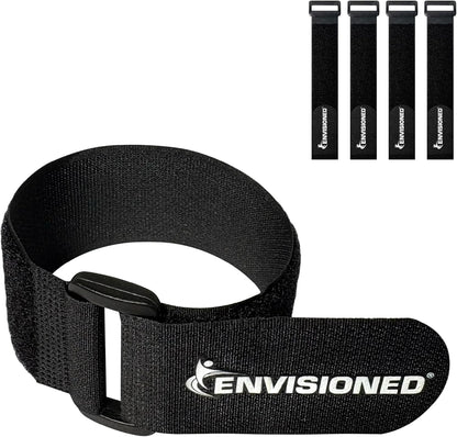 ENVISIONED Reusable Cinch Straps 2" x 40" - 6 Pack, Multipurpose Strong Gripping, Quality Hook and Loop Securing Straps (Black) - Colors A