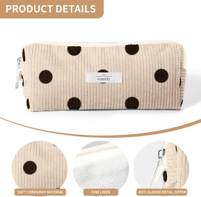 Pencil Bag Pen Case, Soft Corduroy Small Pencil Pouch Organizer with Zipper, Cute Pencil Case Pouch Stationery for Girls and Boys – Apricot