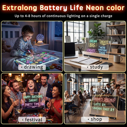 LED Drawing Board for Kids,13.7" USB Light Up Tracing Tablet Full Art Set with 6 RGB Light Modes, Doodle Glow LED Note Board with Colors, Gifts for Kids Birthday Christmas Gift Ideas