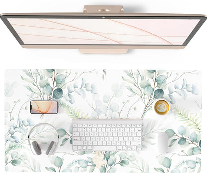 QIYI Large Mouse Pad, Cute Pink Desk Mat for Desktop, Women Girls PU Leather Desk Pad Waterproof Gaming Mousepad, Rose Gold Marble Computer Protector Writing Pad for School Office Home 31.5" x 15.7"