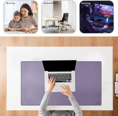Vyaaa PU Leather & Cork Desk Mat, 39.4"x15.7" Dual Sided Computer Desk mat, Waterproof Large Mouse Pad, Non-Slip Office Desk pad, Office Desk Protector for Work/Gaming/Home (Black)