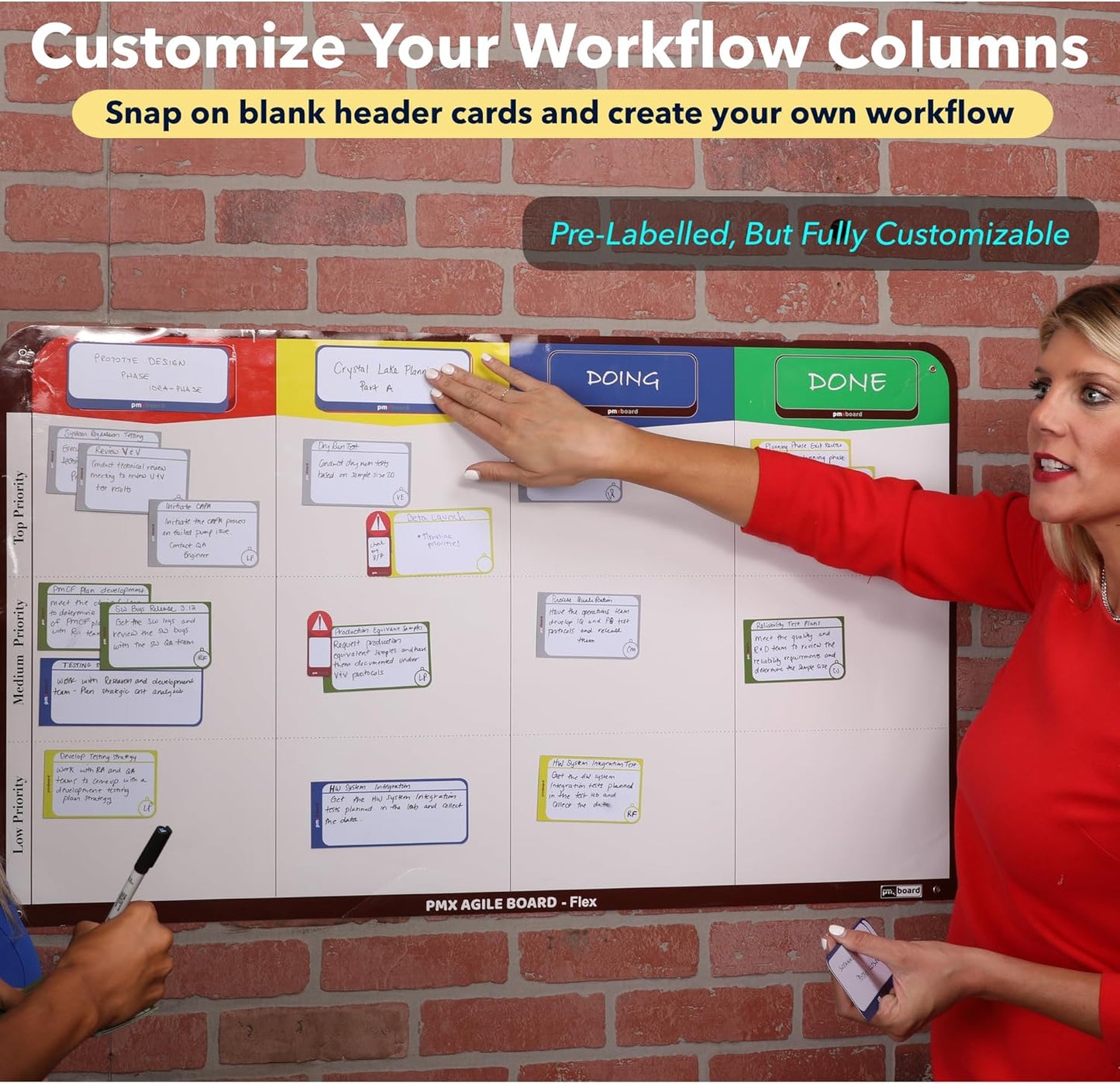 4 Column Magnetic Kanban Board, Scrum Board Flex Whiteboard Kit. Agile Kit, 64 Magnetic Kanban Cards Kit, Scrum Cards Set. Project Management Board for Project Planning, Kanban Whiteboard Kit