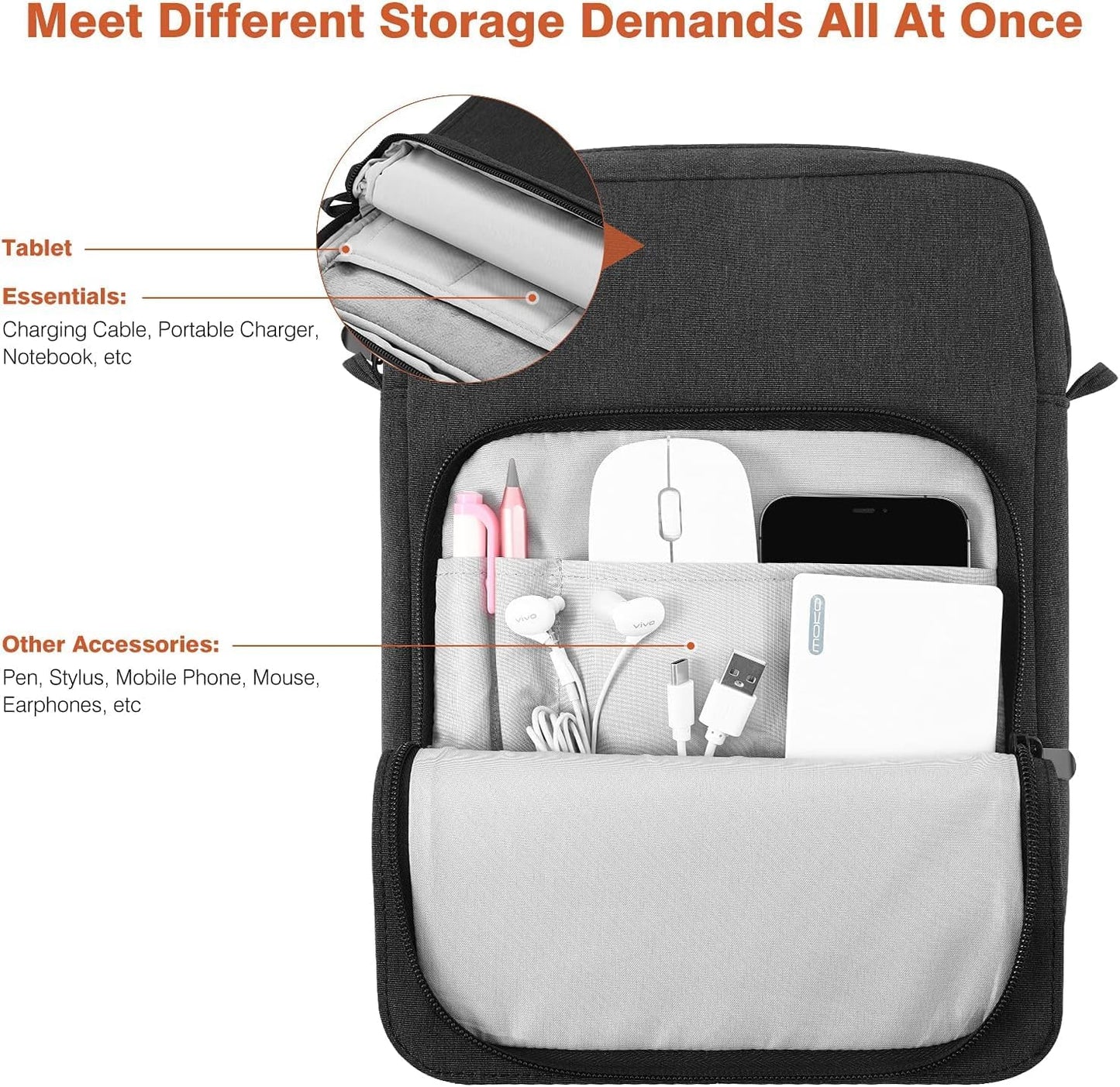 Dadanism 9-11 Inch Tablet Sleeve Bag Carrying Case with Shoulder Strap for iPad (A16) 11", iPad 10th Gen 10.9", iPad Air M4/Pro M5 11", iPad 9/8/7th 10.2", Galaxy Tab A11+ Plus 11", Cloudy Pink