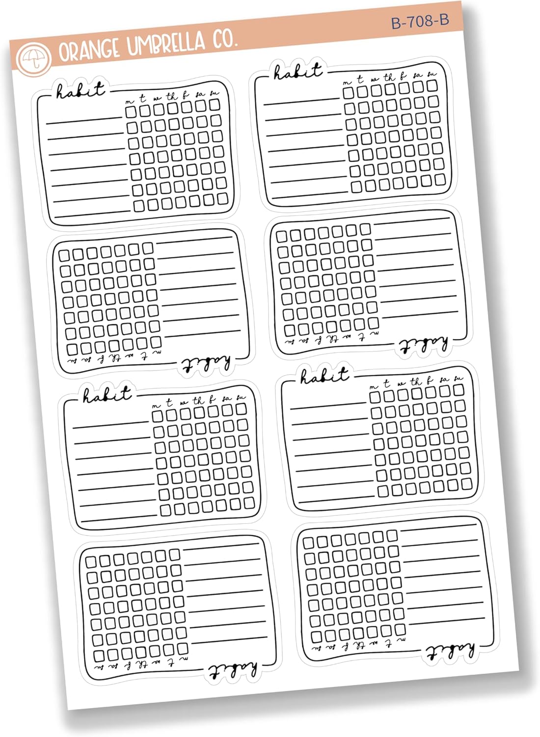 Habit Tracker - 7 Slots Planner Stickers | Hand Doodled | B-708-B