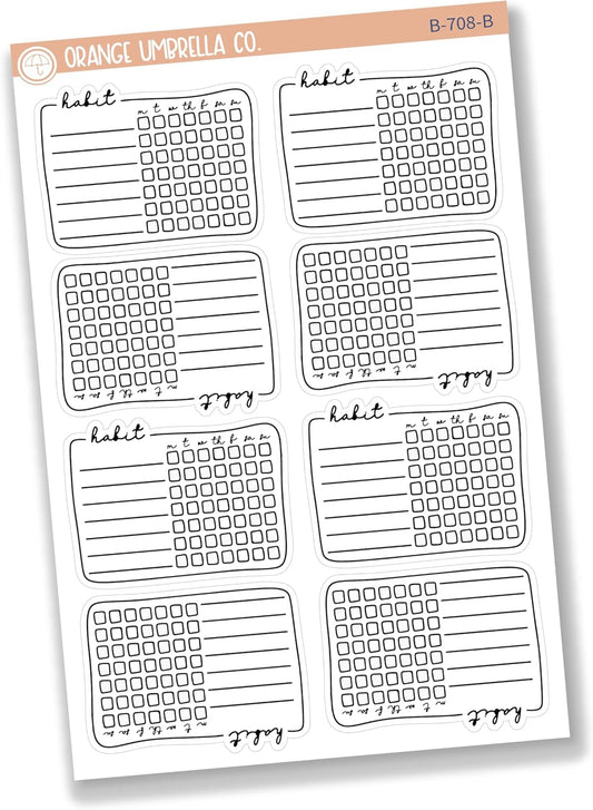 Habit Tracker - 7 Slots Planner Stickers | Hand Doodled | B-708-B