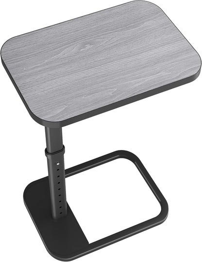 Kitstorack TV Tray Table, Adjustable Height & Flip-Top & Rounded Metal Corners, Snack Table for Couch, Sofa, Bed, Chair, Living Room, C Shaped End Side Table for Eating, Dinner or Laptop, Small Spaces