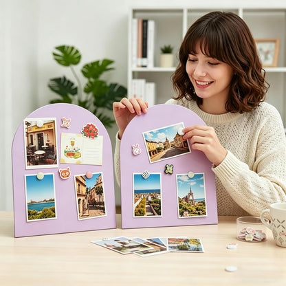 2 Pack Magnetic Bulletin Board with Stand, Magnetic Board, Magnet Board, Metal Tabletops Memo Photos/Souvenir Display Board Magnet Desk Display Stand for Home School Office Kitchen Decoration