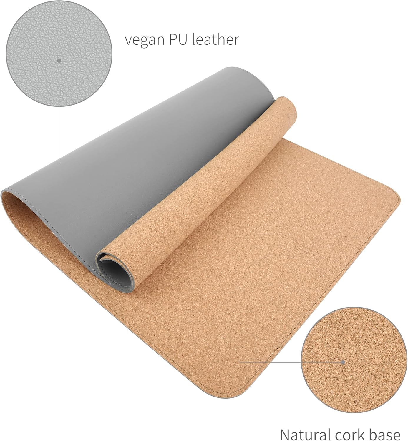 RENMTURE Dual-Sided Mouse Pad, Natural Cork & PU Leather Large Desk Pad for Office and Home Work, Desk Protector Non-Slip, Waterproof, Easy Clean (Olive Green, 32"x16")