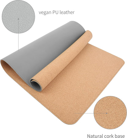 RENMTURE Dual-Sided Mouse Pad, Natural Cork & PU Leather Large Desk Pad for Office and Home Work, Desk Protector Non-Slip, Waterproof, Easy Clean (Olive Green, 32"x16")