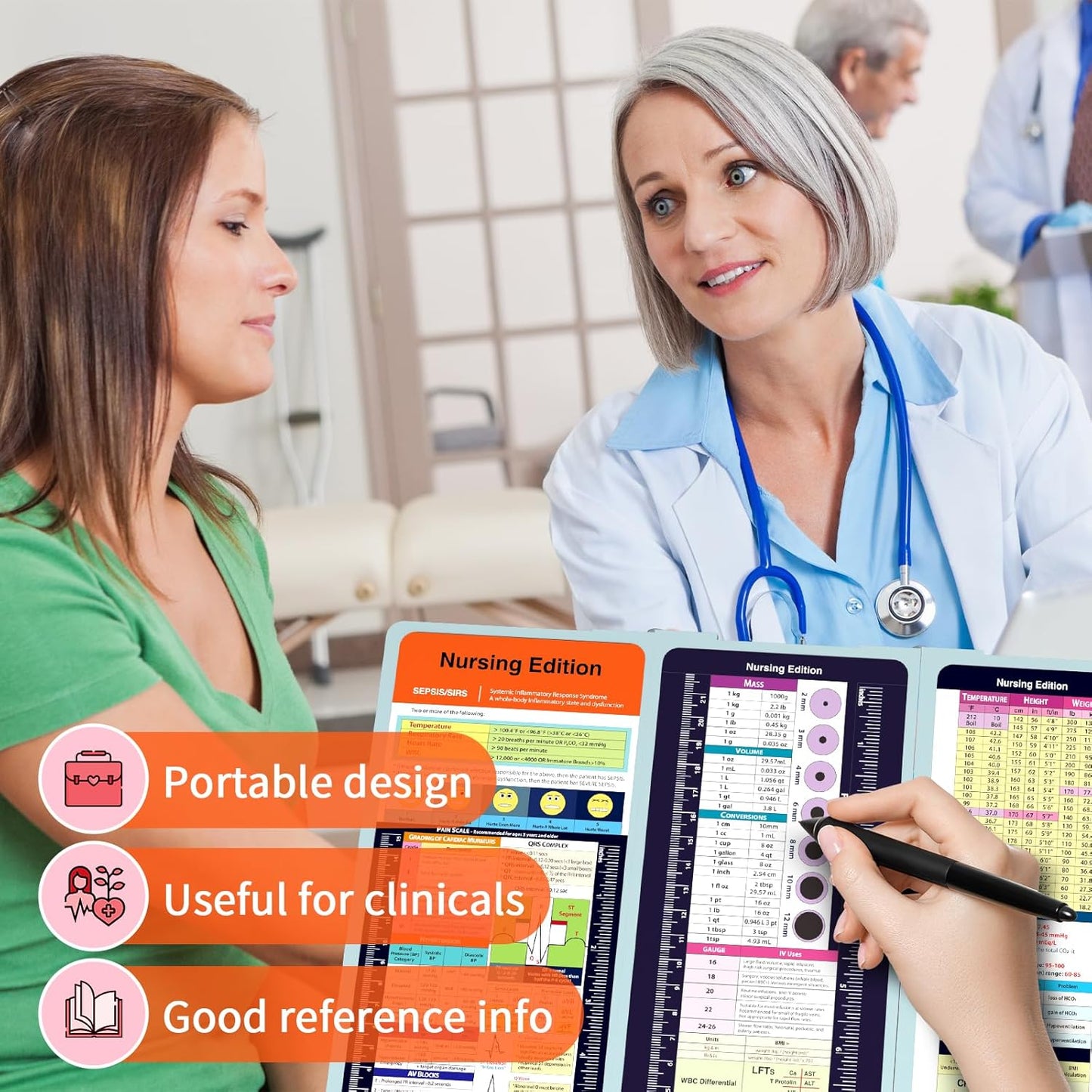Foldable Nursing Clipboard with Storage - Portable & Compact Medical Clipboard for Nurses, Doctors, and Students - Includes Medical Reference Cheat Sheets and Pen Holder(Purple)