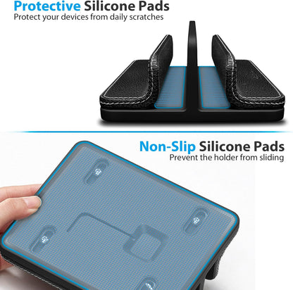 Leather Vertical Laptop Stand,Dual Laptop Holder Stand,Laptop Organizer with Adjustable Dock (18-26mm/0.7-1 in) for All MacBook/Tablet/Surface/Dell/iPad (Black)