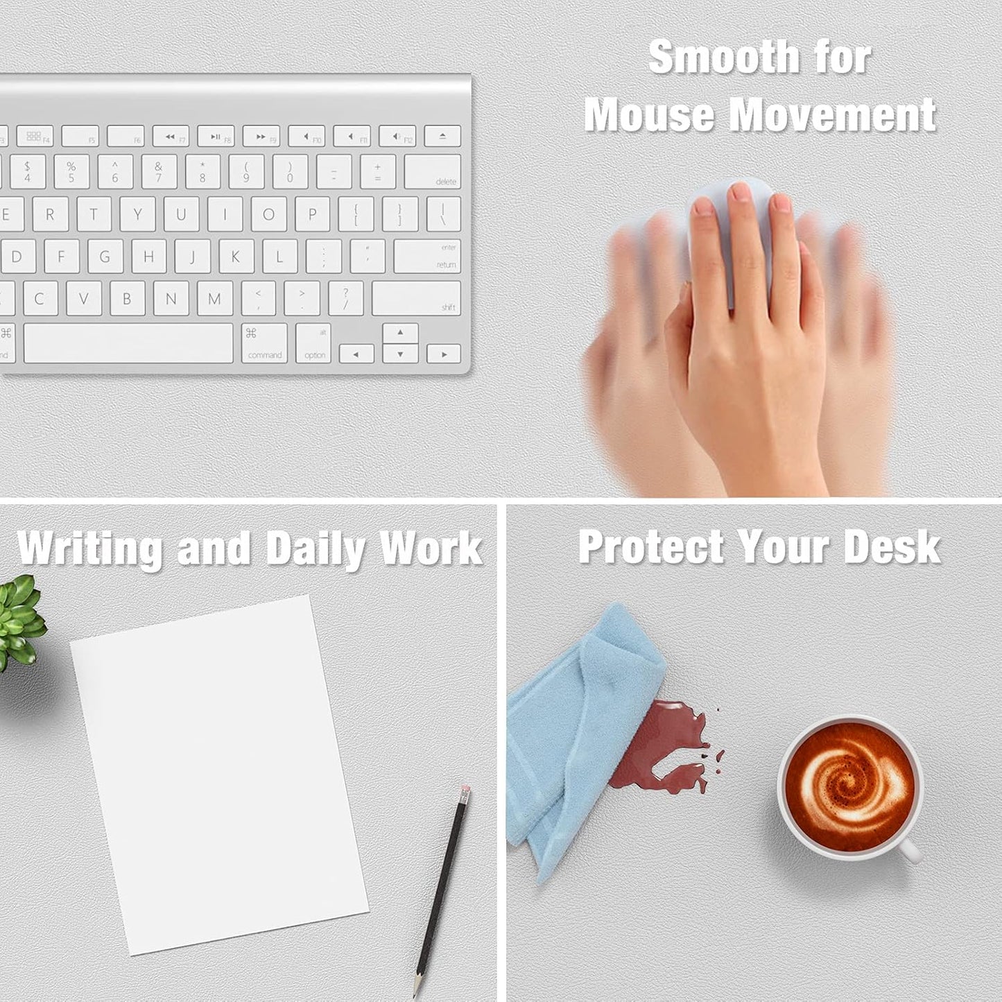 Hsurbtra Desk Pad, 23.6" x 13.8" PU Leather Desk Mat, M Extended Mouse Pad, Waterproof Desktop Blotter Protector, Non-Slip Ultra Thin Small Laptop Keyboard Writing Mat for Office Home, Pink