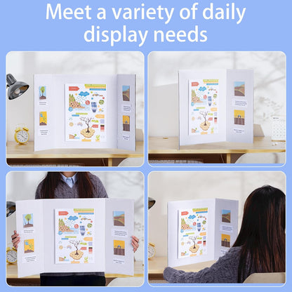 AKONEGE 3Pcs Small Trifold Poster Board, 21 x 14 inches White Tri Fold Poster Boards Corrugated Presentation Board Science Fair Display Boards for School Fun Projects, Exhibitions and Business