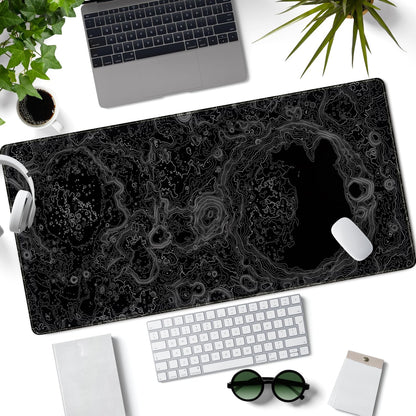 World Map Desk Mat Historical World Map Desk Pad Extra Large Computer Mouse Pad XL Black Topographic Mousepad Keyboard Pad for Desk Gaming Computer Laptop Office Non-Slip Desk Pad 31.5x11.8 in