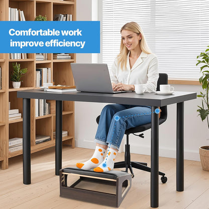 Ergonomic Foot Rest, 4 Adjustable Height Foot Stool,Footrest Under Desk， Soft Cushions,Foot Rest Office,Improving Posture, Promoting Blood Circulation（Natural）