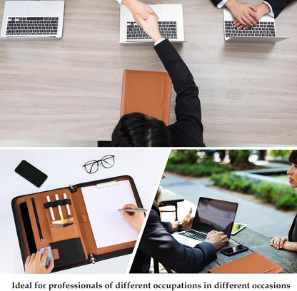 ProCase Portfolio Business Padfolio Folder with Zipper, Conference Meeting Executive File Legal Document Organizer with Pockets Letter Size A4 Writing Pad Notepad Padfolio -Black