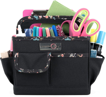 Everything Mary Craft Caddy, Tan Dot - Art Storage for Supplies & Crafts - Supply Organizers Tote for School Classroom, Office, and Home - Organization for Makeup & Nurses