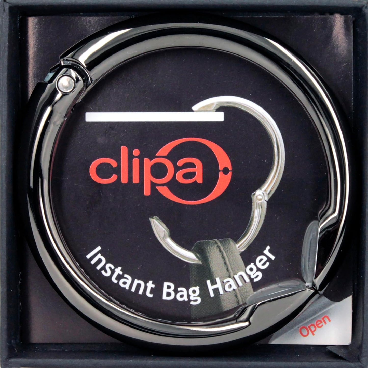 Clipa Bag Hanger - The Ring that Opens Into a Hook, Closes Automatically | Hangs Almost Anywhere in Just 1/2" of Space | Holds 33 lbs | 9 Styles | 3 yr Warranty
