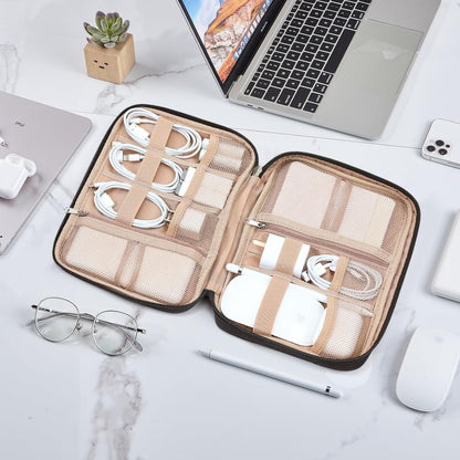 NISHEL Travel Cord Organizer Case, Tech Electronic Bag, Essentials for Charger, Cable, Phone, Hard Drive, USB, SD Card, Pink