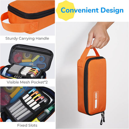 ECHSRT Large Pencil Case, Aesthetic Pen Pouch with Big Capacity, Minimalist Portable Stationery Bag with Handle for Office Organizer Aesthetic Pencil Cases