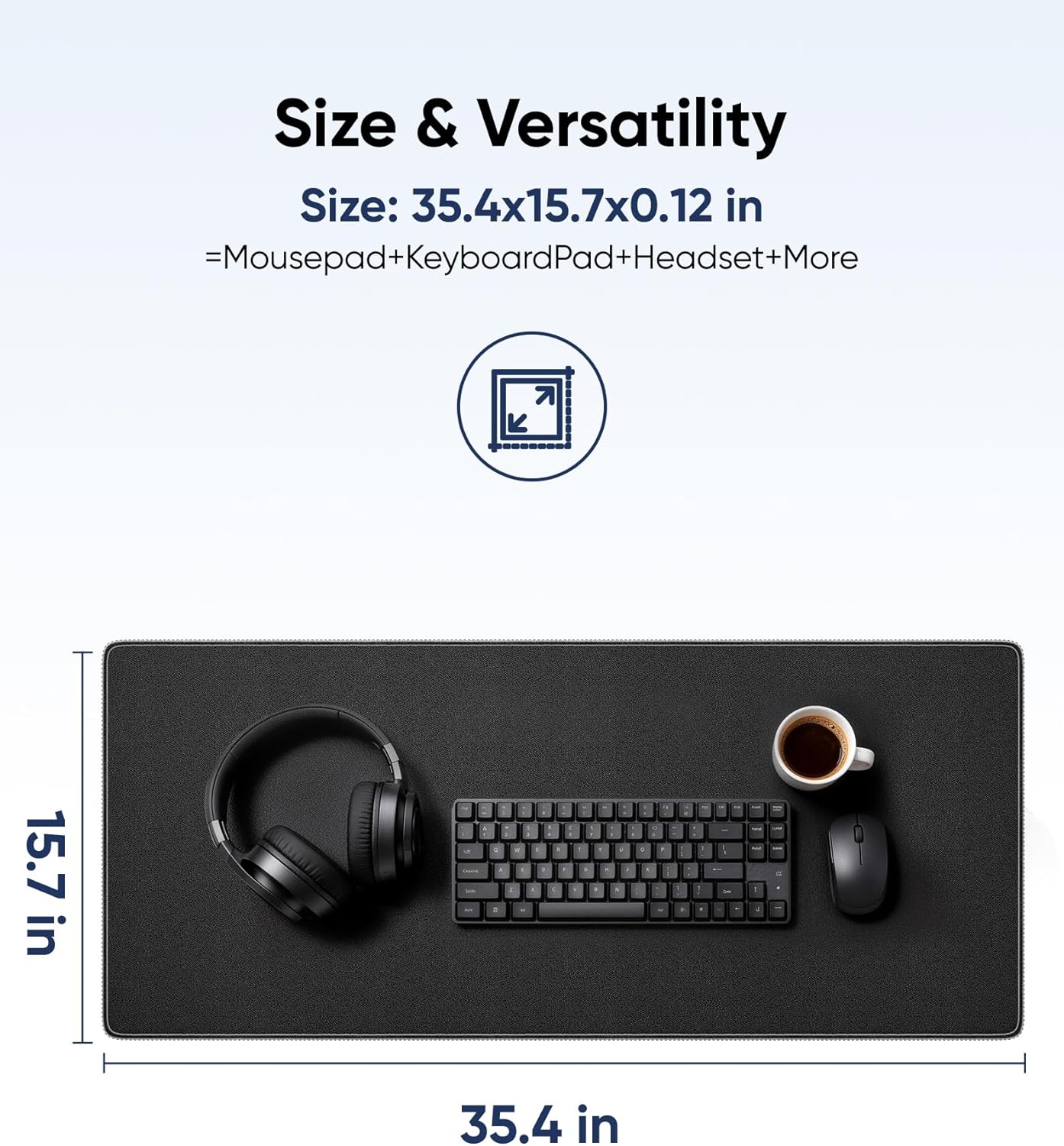 Reniteco Waterproof Large Gaming Mouse Pad with Durable Stitched Edges, Non-Slip Rubber Base, Grainy Jacquard Mouse Mat Desk Pad for Home Office Gaming, 31.5''x11.8''x0.12'', Matte Beige