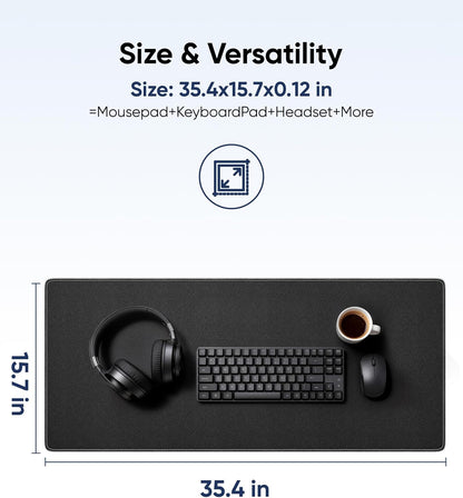 Reniteco Waterproof Large Gaming Mouse Pad with Durable Stitched Edges, Non-Slip Rubber Base, Grainy Jacquard Mouse Mat Desk Pad for Home Office Gaming, 31.5''x11.8''x0.12'', Matte Beige
