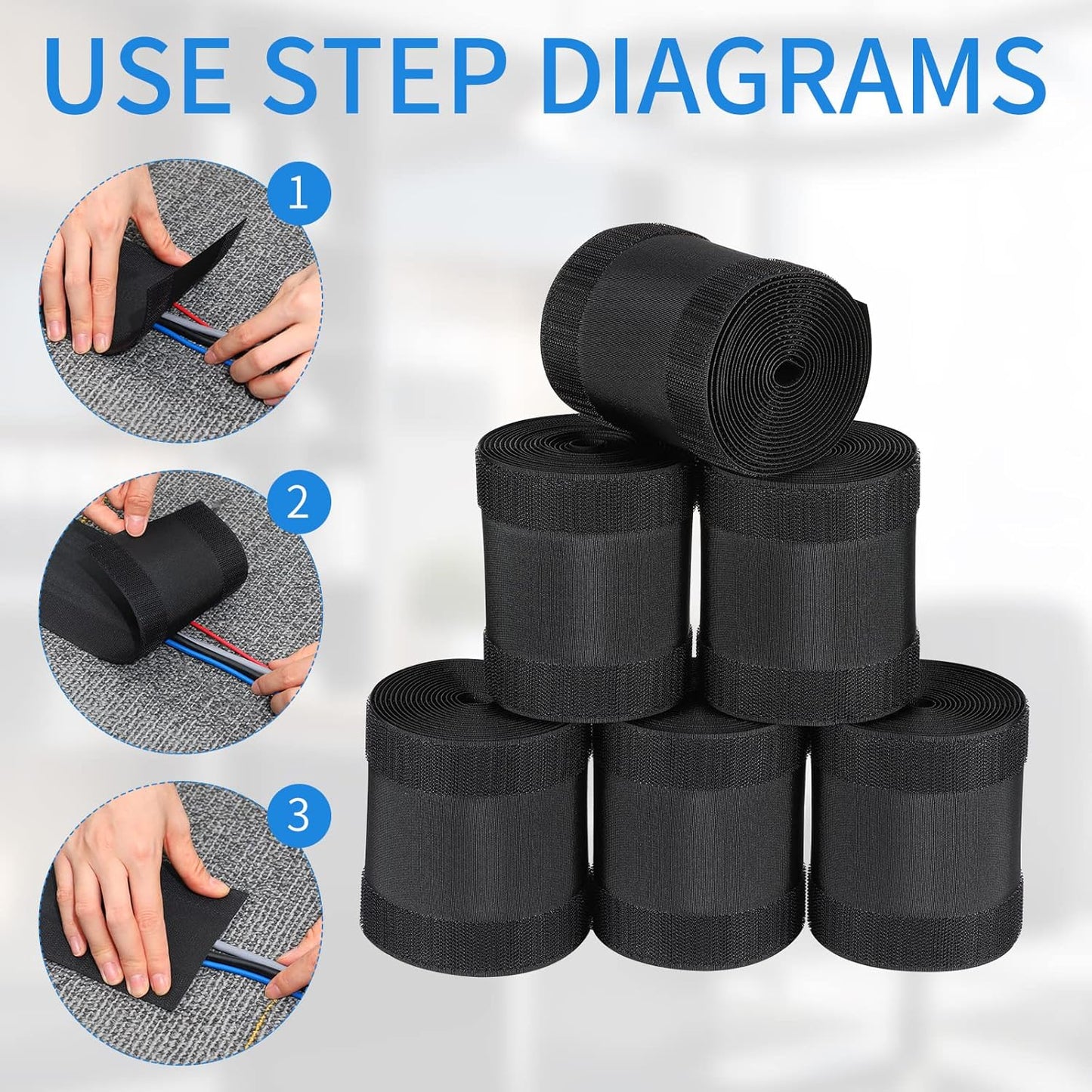WILLBOND Carpet Cord Cover Cable Protector Floor Cover Cable Protector Management Only for Commercial Office Carpet(19.69 ft,Black)