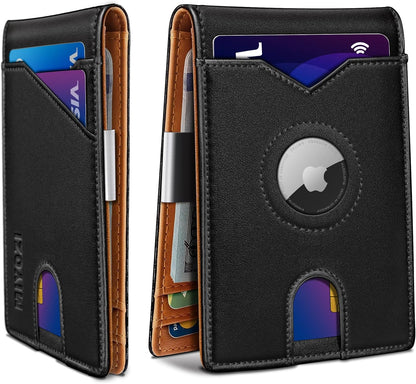 miyozi Airtag Wallet for Men,with Money Clip 11 Cards Slim Front Pocket Leather RFID Blocking Wallet with Gift Box