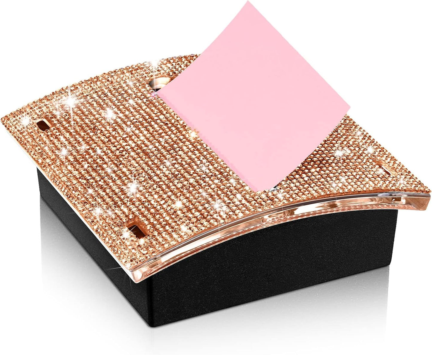 Eersida Rhinestone Self Stick Note Pad Holders 4 x 4 Inches Pink Cute Note Holder Sticky Dispenser Bling Memo Stick Dispenser for Office Employee Coworkers Gifts Home Desk Supplies