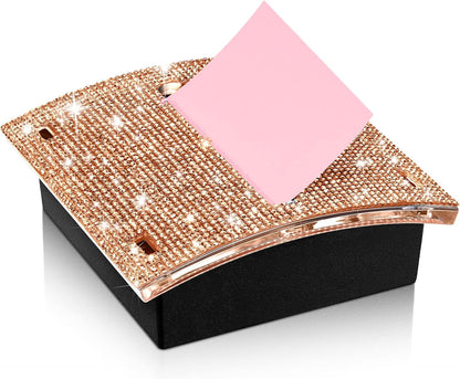 Eersida Rhinestone Self Stick Note Pad Holders 4 x 4 Inches Pink Cute Note Holder Sticky Dispenser Bling Memo Stick Dispenser for Office Employee Coworkers Gifts Home Desk Supplies