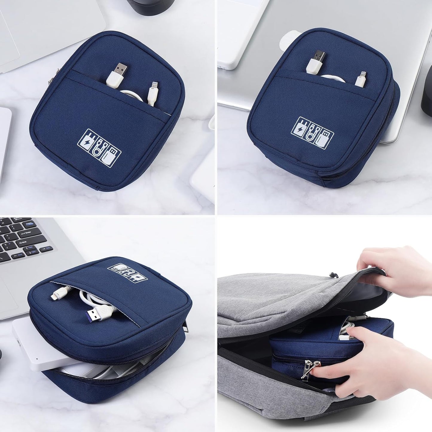 E-Tree Storage Pouch for Small Electronics and Accessories,Tech Bag,Electronic Organizer Case Compatible with MacBook Laptop Charger,Mouse,Cables,Hub,Power Bank,Earphone,Toiletries Cosmetics (Purple)