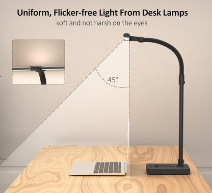 Double Head LED Desk Lamp, Architect Desk Lamps for Home Office, 24W Brightest Workbench Office Lighting-5 Color Modes and 5 Dimmable Eye Protection Modern Desk Lamp (Black-Desktop, Big)