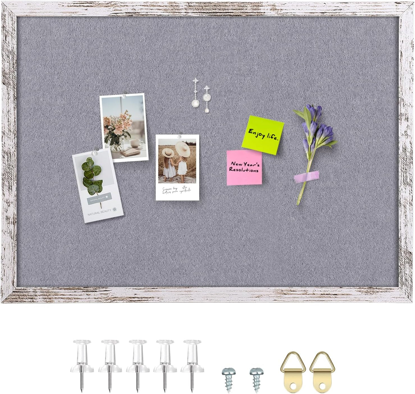 Cork Board Bulletin Board, 11.8x8.6 inches Mini Decorative Hanging Framed Cork Boards for Walls, Pin Board Vision Board for School Home Office, Bulletin Board with Wooden Frame(2230,WH,1p)